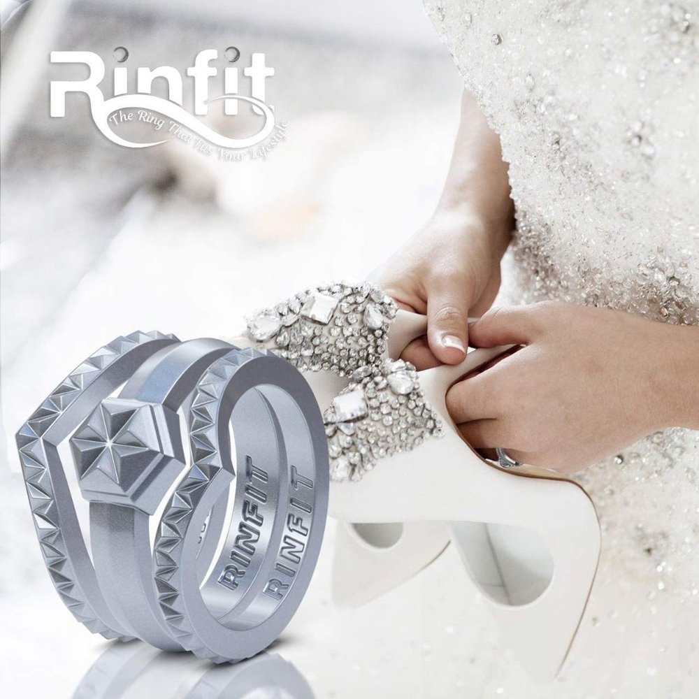 Rinfit Silicone Wedding Ring for Women Size 8